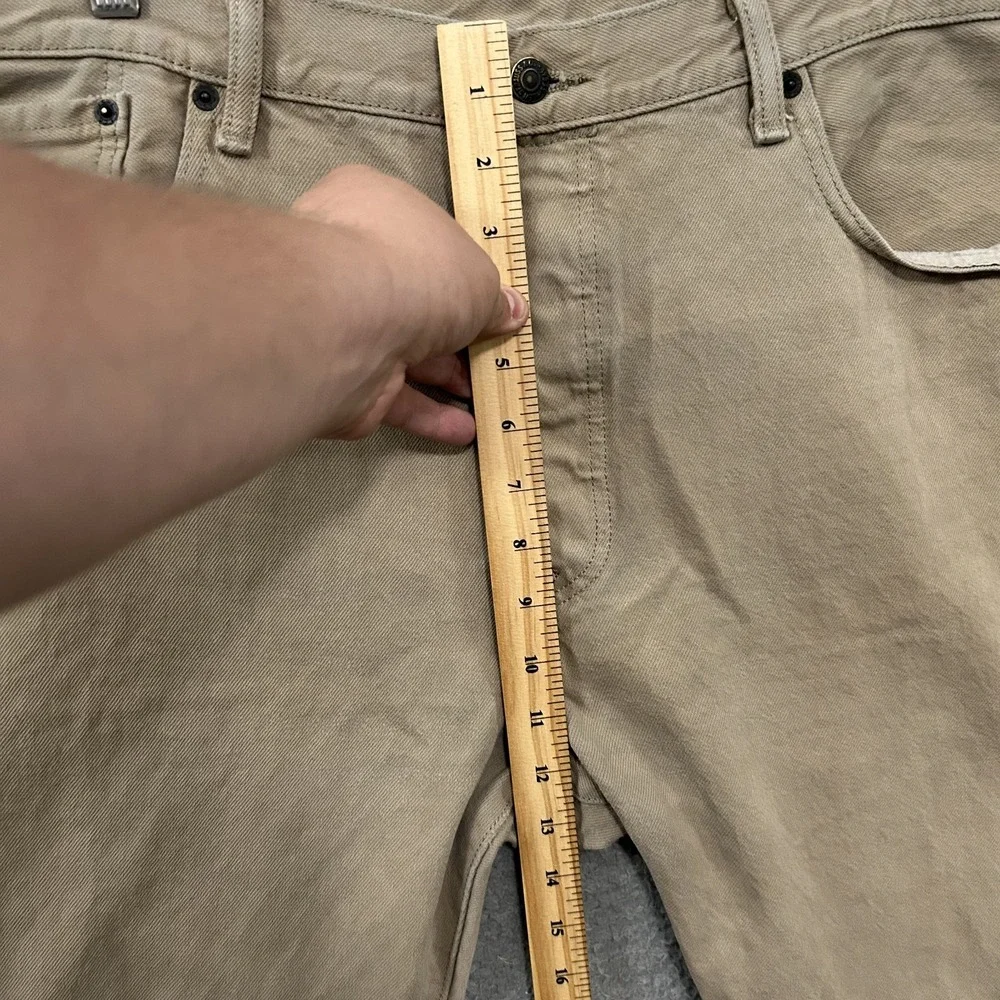 Levis Jeans Mens 38x34 Beige Denim 501 Straight Leg Button Fly American Red Tab